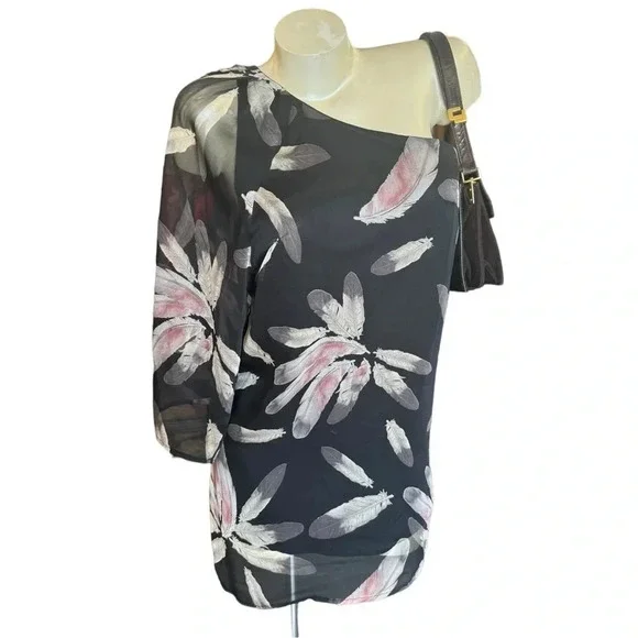 Vintage 90s Y2K Boho Feathers Mini Dress, Off The Shoulder Dress - Picture 2 of 11